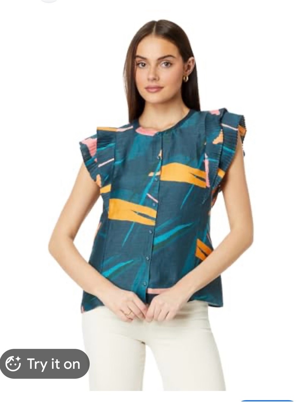 Vineyard Flutter Sleeve Pintuck Top size M